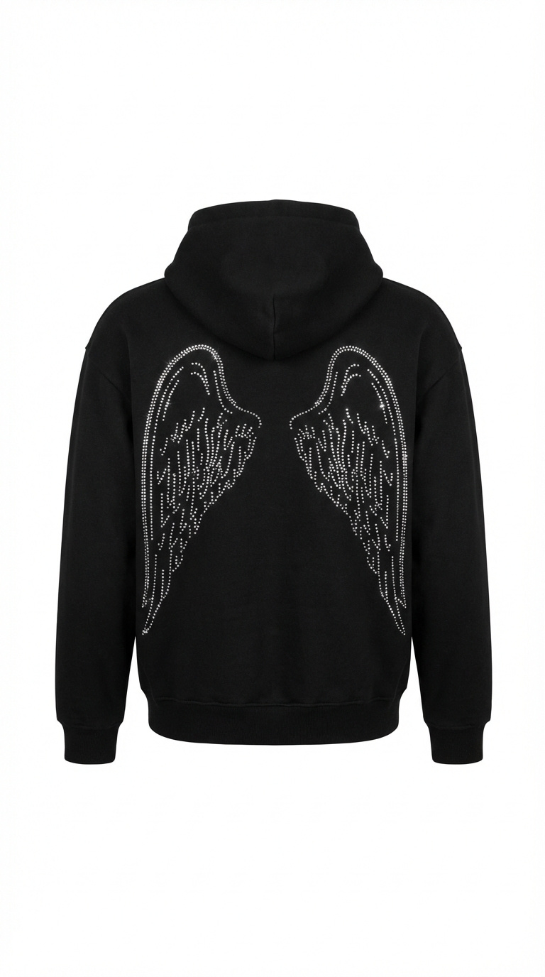Felpa Angel Black con Strass