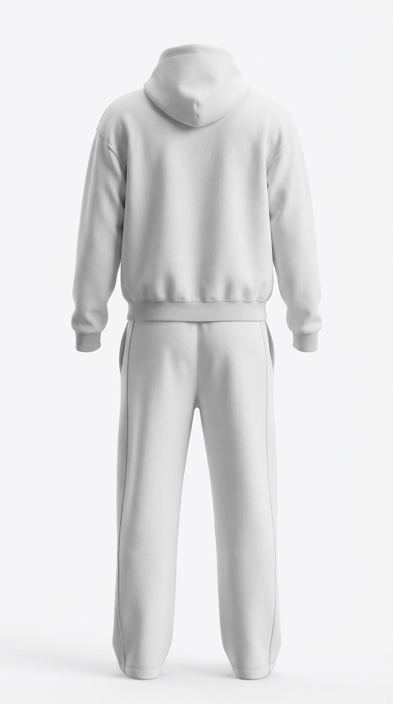 Completo Felpa e Pantalone Reverse Garzato White