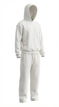 Completo Felpa e Pantalone Reverse Garzato White